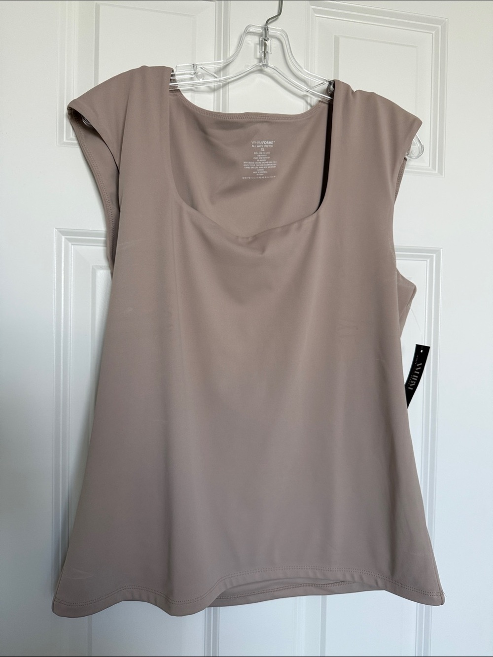 White House Black Market Taupe Scoop Neck Cap Sleeve Tank